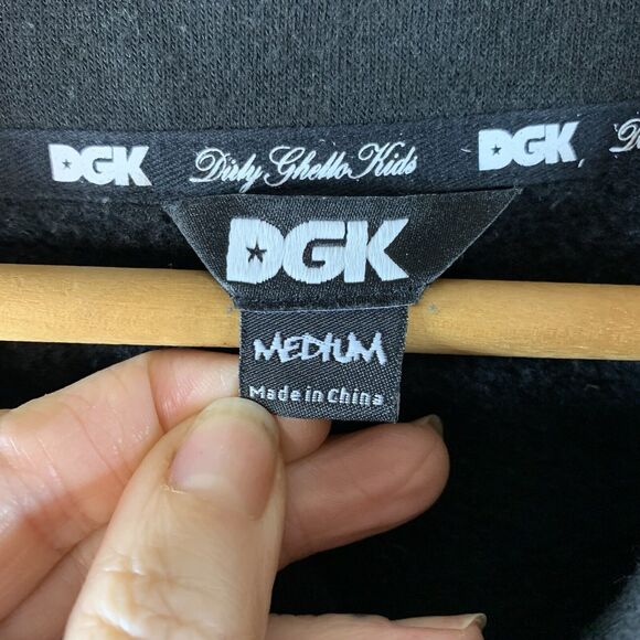 DGK Dirty Ghetto Kids Mens Baseball Jersey Sz M Black Skate Street Thick Logo - Picture 5 of 12